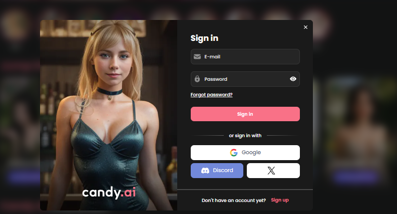 A close-up of a smartphone displaying the secure Candy AI account login interface