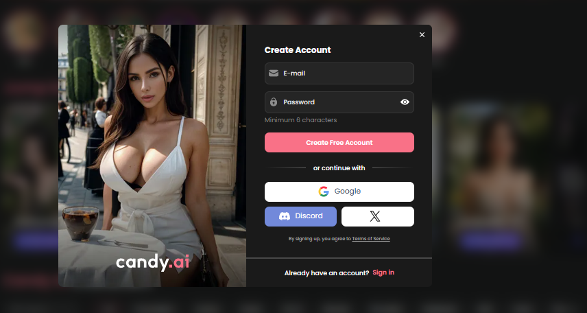 Content creator working efficiently on a laptop with the Candy AI login page open on the screen